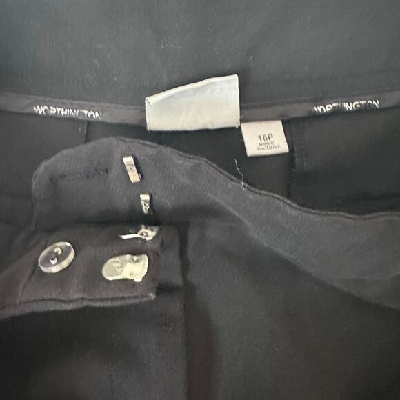 Worthington Womens 16P Cropped Capris Modern Fit Black Dress Work Petite - Picture 2 of 4